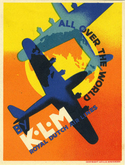 atomic-flash:  1930’s aviation label for KLM (Royal Dutch Air Lines) 