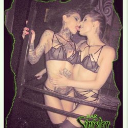 malicemcmunn:  Aw I hate how black backgrounds always make my #mohawk disappear but I love how we #gogo together @ardensirens with our matching @themissap #agentprovocateur #lingerie #lesbian #fetish from our night @clubbarsinister @barsinister