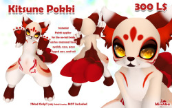 missaka:   another Kitsune Pokki is on the shelf!this Pokki mod is come with rigged moving ears and tail &lt;3hope u guys enjoy!   https://marketplace.secondlife.com/p/MissAka-Kitsune-Pokki/11766815 