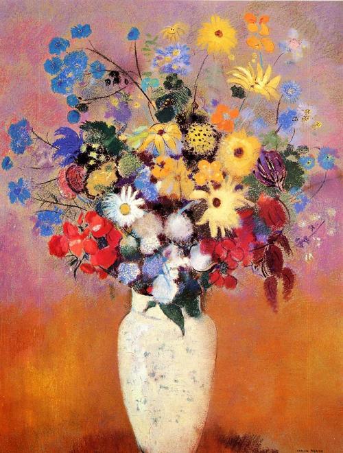 artist-redon:  White Vase with Flowers, 1916, Odilon RedonMedium: pastel,paperhttps://www.wikiart.org/en/odilon-redon/white-vase-with-flowers-1916