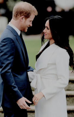 middletonandmarkle:Prince Harry &amp; Meghan Markle during an official photocall to announce their engagement at The Sunken Gardens at Kensington Palace. | 27 November 2017