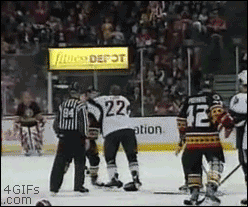 collegehumor:  Competing Hockey Players Enjoying Their Teammate’s Fight Though the ice may be cold, their hearts remain warm :) 