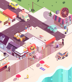 alyssakorea:  An isometric view of Beach City! I tried to make this for the second Steven Universe t-shirt contest, but was too short on time ORZ 