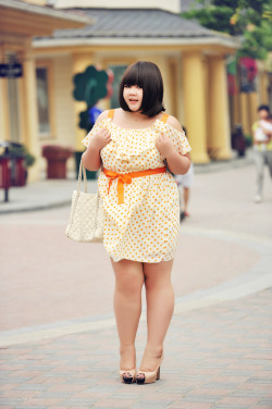  Plus Size Orange Polka Dot Dress - .65