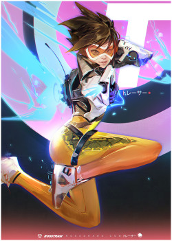 cyberclays:  Tracer - Overwatch fan art by  Ross TranMore selected Tracer art on my tumblr [here]More Overwatch related art on my tumblr [here]