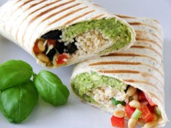 dipsnackattack:  healthy-yummy-good:  Grilled Mediterranean Couscous Wrap with Balsamic Glaze  This is a pretty fantastic summer meal if you leave everything chilled like I did. I, unfortunately, lacked both olives and nuts, but it was still rather tasty
