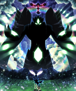 deltheor:  I  drew a quick rendition of the possible new Zygarde form, or at least  what I believe it looks like judging by the silhouette in the scan. I accidentally made it needlessly complicated. Whoops. I tend to do that with drawings I intend as