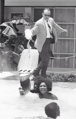 postwhitesociety:  violetxxvenom:  gr0ovykellz:  honeycolenc:  Hotel owner James Brock pouring acid in the pool while black people swim in it, 1964  &ldquo;why do black people hate white people so much?!?&rdquo; the nerve  This. This is the shit white