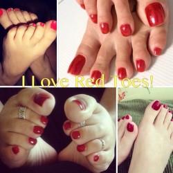 cumxxx:  &ldquo;I Love Red Toes&rdquo; ⭐ @cavalieri_feet ⭐ @goddessgrazi  ⭐ @heidi_missy ⭐ @lovemyfeetlv  #foot #feet #footfetish #feetfetish #footporn #prettyfeet #barefoot #barefeet #toes #toering #toerings #sole #soles #footworship #footslave