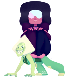 weirdlyprecious: 👽 Nyeheheeheh 👽the main objective is to get Garnet off the floor! then Peri’s arms give up, Garnet fall on her, and that’s how Peridot get her star. I mean, Garnet poofed her once, she has enough mass to poof her again! 