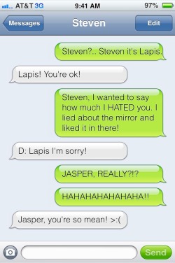 Jasper pretending to be Lapis and being mean to Steven.(Submitted by askshadetrixieandfamily)