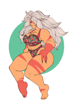 littlekikis:Needed a break from commissions so I drew Jasper in a favorite swimsuit of mine. Watermeloooons. 