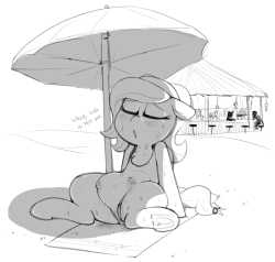 drew a friend’s oc in the hot summer heat. Summer fun at the beach is all well and good, till you start to leak. 