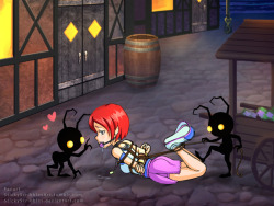 Previous:http://stickyscribbles.deviantart.com/art/Kingdom-Hearts-Kairi-Bondage-Gagball-Part1-621129329Shadow monster catches Kairi and ties her up. The Shadow monster quickly gags her and tells her to behave.Characters are  18. Fan does not claim to