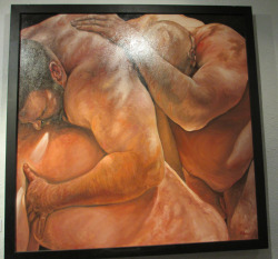 hugemusclegeek:  One of the paintings at the opening of “Guys and Canyons,” an exhibit of new paintings by Delmas Howe. Delmas has paintings in museums all over the world, including, the MOMA in New York City. I was one of the “Beefy Guy” models
