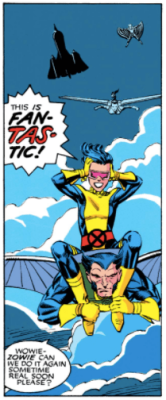 funnypages:  Jubilee riding Wolverine.Uncanny X-Men #278