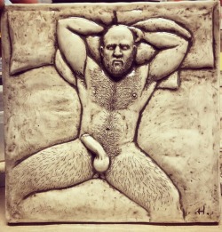 harrytanner:Ben. New tile on eBay later today #homoerotic #nudemale #eroticart #musclebear