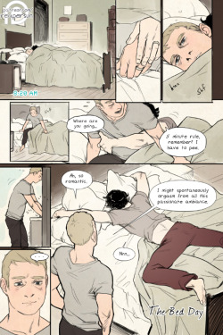 reapersun:Support me on Patreon! =&gt; Reapersun@Patreon Page 1 - Page 2-&gt; I got lots of requests for Johnlock and particularly a continuation of my 30 Day OTP Challenge comics and so here are married John and Sherlock spending 8 pages in bed together