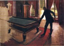 impressionism-art-blog:  Billiards via Gustave CaillebotteSize: 60x81 cmMedium: oil on canvas