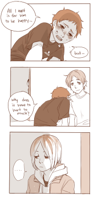 mirrorshards:  these are two separate strips that connect, sort of, but they’re not consecutive! in which yaku likes kuroo but never says anything because he assumes he and kenma are dating. fun fact: my nekoma otp is kuroyaku and I don’t like kuroken