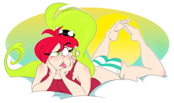 grimphantom2:  feathers-ruffled:  Demencia’s trying to beat the heat.  Sporting a new summer outfit.   Aren’t we all =P 