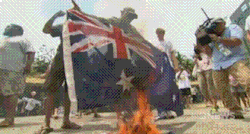  2014 - Aboriginal activists burn the Australian flag [video] 