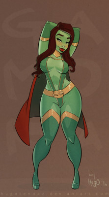 hugotendazillustrations:  Chubby cartoon Gamora :) Love the Guardians of Galaxy. All of the characters are so fun and the comics and the movie are very entertaining. I like Gamora’s outfit and looks in the comics more than movie version. But I will
