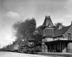 route22ny:  One more:  Engine 2197 westbound on the Big Four in front of Berea, Ohio depot.  From the NYCSHS (New York Central System Historical Society)  photo collection.