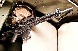 gunrunnerhell:  LMT MWS A .308 AR-10 with a monolithic upper. One of the complaints with the Modular Weapon System is the weight of the setup. The MWS has a heavy barrel which some owners either replace or lighten with fluting. As expected it’s a bit