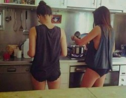 questionsandacts:  You and a friend should make a meal in sexy night attire