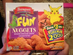 pokemon-global-academy:  lyssorz:  Look what my sister found in my grandparent’s freezer.  Those chicken nuggets are 14 years old…Do not eat them without BBQ sauce.  