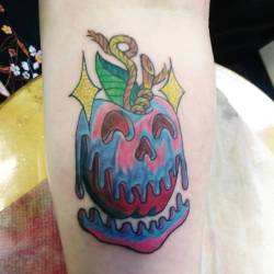 Poison dipped apple   Thank youu.    #ink #tattoos #chelsea #boston  #ravenseyeink #tattoo  #color   #poisonapple  (at Raven&rsquo;s Eye Ink)