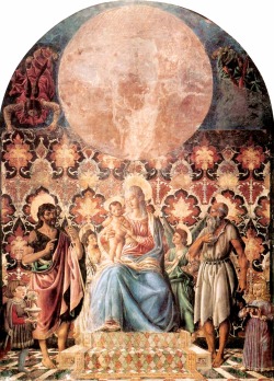 Andrea del Castagno (Castagno c. 1421 - Firenze 1457); Madonna col Bambino e i Santi (Madonna with Child and Saints), c. 1445; fresco, 212 x 290 cm; Galleria degli Uffizi, Firenze