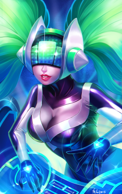 felipone:DJ Sona fanart! Took me a long time to make this one! I don’t actually play LoL but I love Sona so much. Tried to imitate the style of the splash screen art. Hope you like!