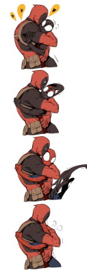 punishandenslavesuckers:  OKAY THIS IS RIDICULOUS BUT THE SYMBIOTE NOPING OUT OF THE DEADPOOL HUG WAS CUTE 
