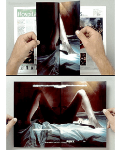 lovetastesbetterwithakiss:  kingofwesteros:  Publicity done right in an anti-rape campaign: double-page spread, pages glued to one another. After the reader forcefully separates them, the image above is revealed with the caption “if you have to use