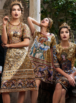 Andreea Diaconu, Bianca Balti and Kate King by Domenico Dolce for Dolce &amp; Gabbana Fall/Winter 2013