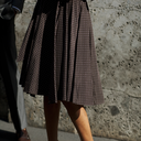brown dress with white dots