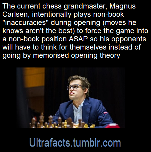 filipfatalattractionrblog:liluglydudefromdetroit:So play like a noob? got it You’re joking, but it actually is a popular theory in chess that a complete noob potentially can beat a master by confusing them - as the noob doesn’t know what they’re