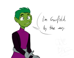 ask-whitebag: I was re-watching Teen Titans and I thought of this. I like thinking about crossovers that can never ever happen. This is my first time drawing Beast Boy, by the way.  lol XD