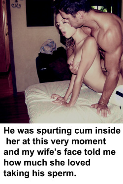 myeroticbunny:  He was spurting cum inside her at this very moment and my wife’s face told me how much she loved taking his sperm. find cuckold stories here; http://www.amazon.com/-/e/B012JJETIS
