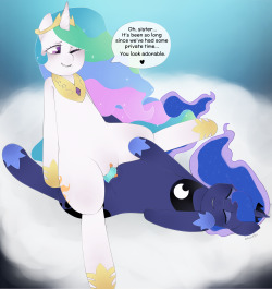 A suggestion from http://ray-pemmburge.tumblr.com/Celestia x Luna toy play. :3 Some good old sisterly love.