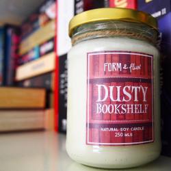 neverbythebook:  18 Dec 2015.  I am lighting this @formandflux candle and settling in with a good book this weekend. At some point. For maybe five minutes between errands and outings. But it’s HAPPENING.  #formandflux #dustybookshelf 