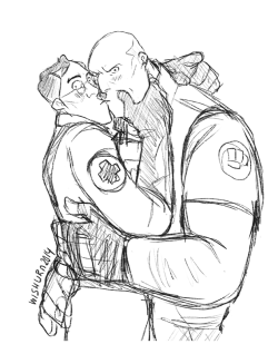 catbountry:  wishfulsketching:  Heavy/Medic sketches that I will never finish but still kinda like.  Dat first one. &lt;3 
