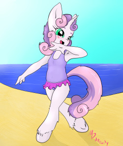 Sweetie Belle At The Beach.  Just Seeing If I Could Pull Off Cute.