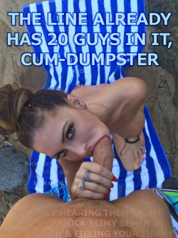 cumdumptammie:  itsybitsysissy:  makesmeganwet:  YOU:  AT THE BEACH ♥ Megan  💕 Only original Reblogs. 💝 Follow for more: Sissy | Bimbo | Cumslut | Hypno | Role Model   How I spend my day at the beach, quenching my thirst with cum and coating