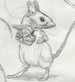 rowkey:  Some quick mouse form/anatomy practice- gave ‘em BEES. Definitely more to come. 8)   Ballpoint pen and brush pen 