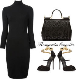 irinamassiel:  Black and Gold by romaritasenorita featuring strap sandals ❤ liked on Polyvore Chanel knit dress / Giuseppe Zanotti strap sandals / Dolce Gabbana vintage black handbag   Don&rsquo;t even get me started on how much I love the Chanel dress