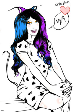 dankootheartist:   Sexy Kitty , Goth Kitty Purrr Cristine ….Purrrr !   @femmiecristine Enjoy …You Sexy Neko !   Awwww thankies so much @dankootheartist   I love it =^_^= 1st time ever got drawn &lt;3 I love your art style ^^