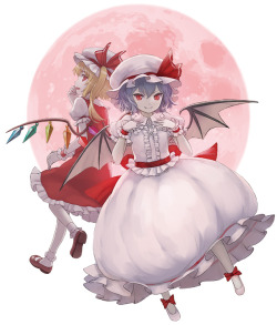 flandre scarlet and remilia scarlet (strange creators of outer world and touhou) drawn by masakichi - Danbooru